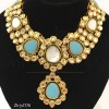 Gold Plated Turquise White Stone Necklace Set