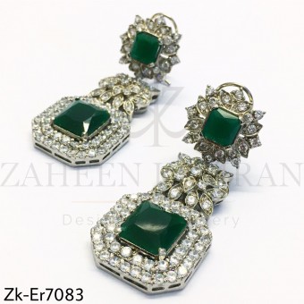 Silver Emerald Earrings